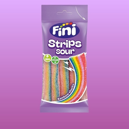 FINI JELLY STRIBS SOUR RAINBOW BELTS 90GM